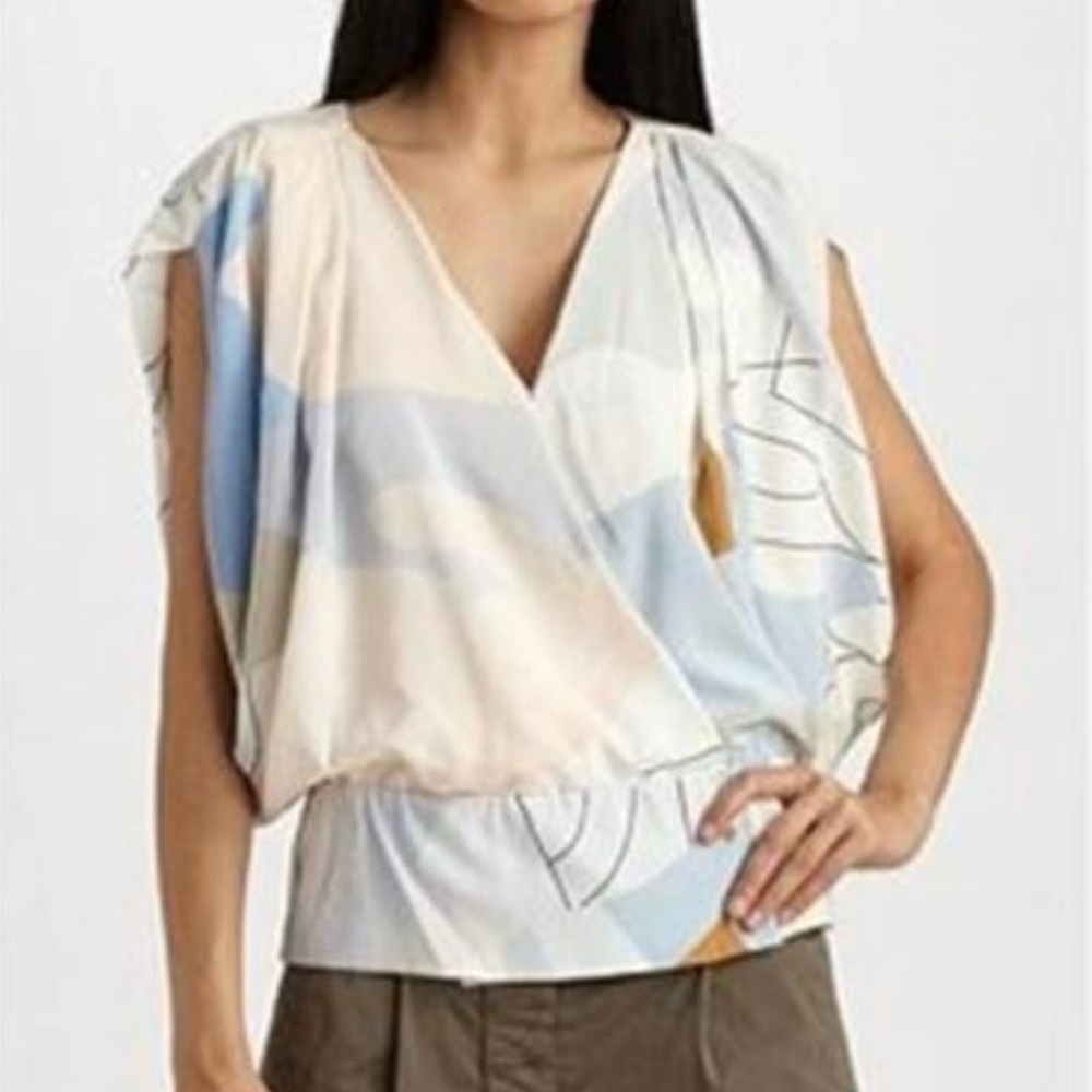 Diane von Furstenberg Juliette silk blouse butterfly sleeves,elasticized waist